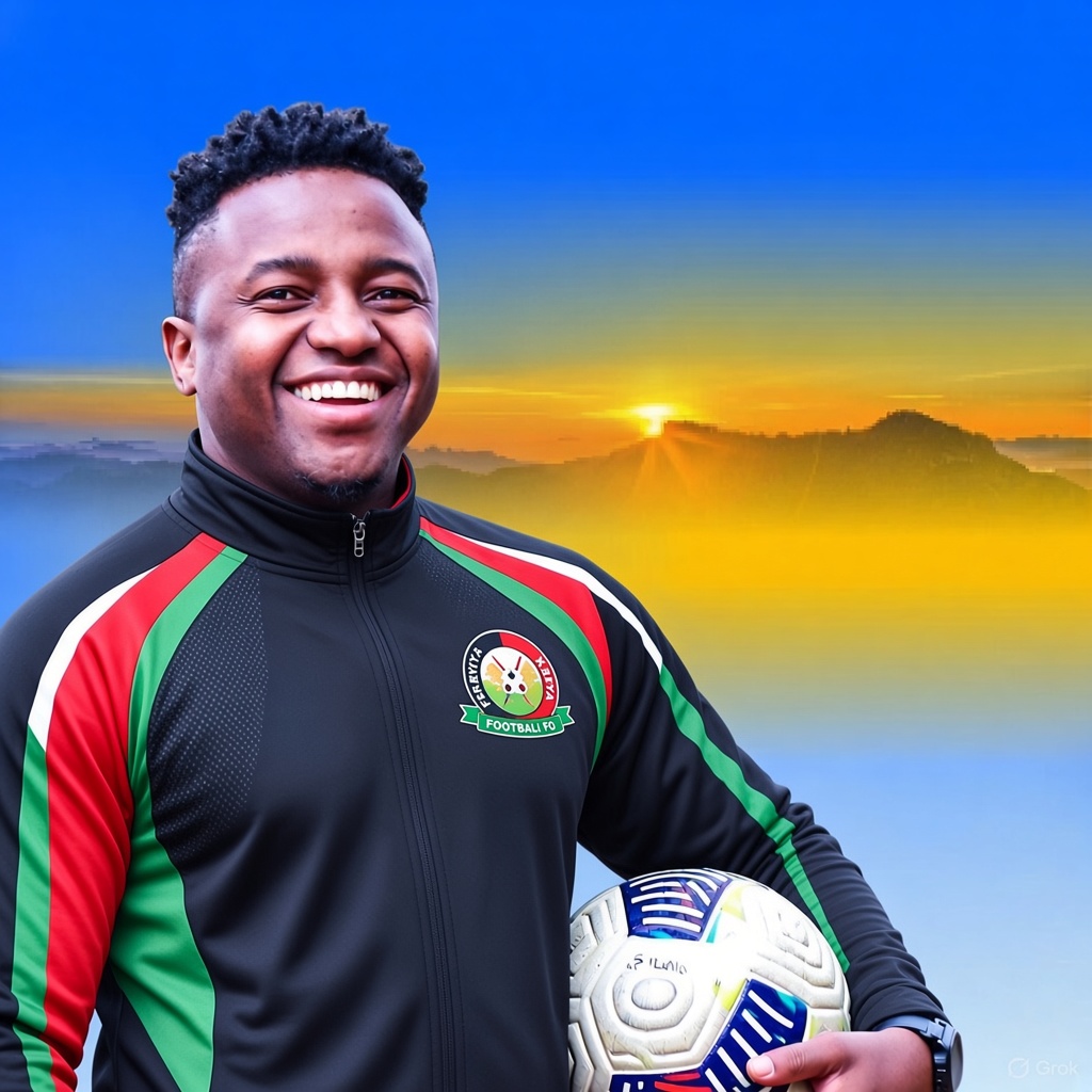 Festus Kasyoka Mbuva with a football